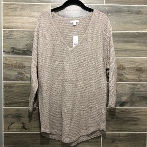 NWT New York & Company Tan V-neck Tunic Sweater
